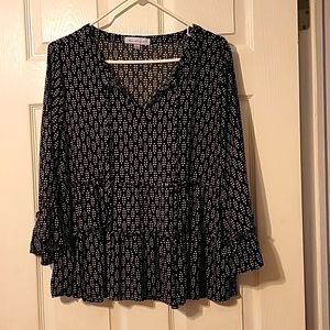 keren hart L top black with white design